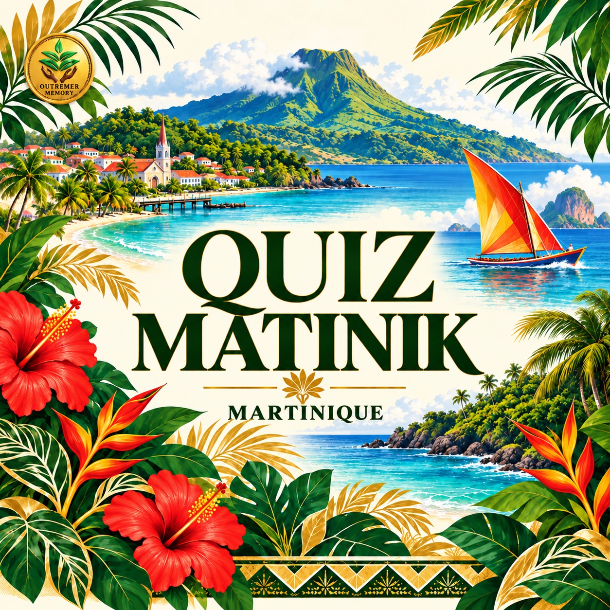quiz-matinik-martinique Quiz Matinik — Martinique, paysage martiniquais et logo Outremer Memory